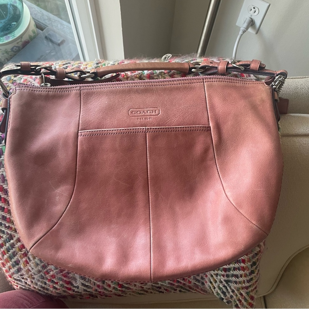 PROJECT - Coach Dusty Pink/Coral Leather Shoulder Bag - PROJECT